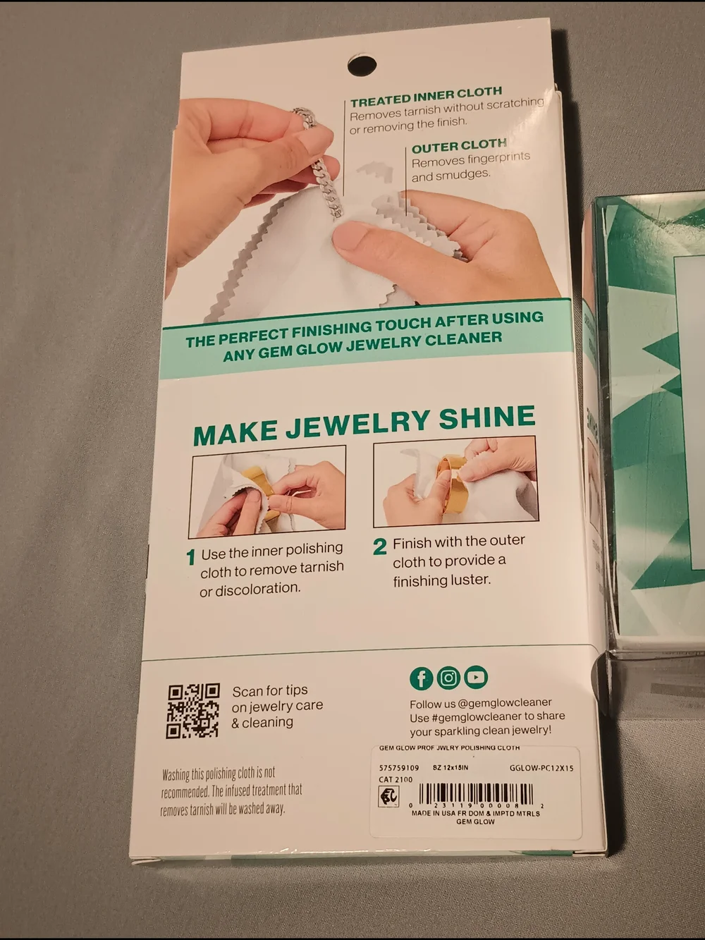 Gem Glow Gold & Silver Jewelry Care System And Polishing Cloth